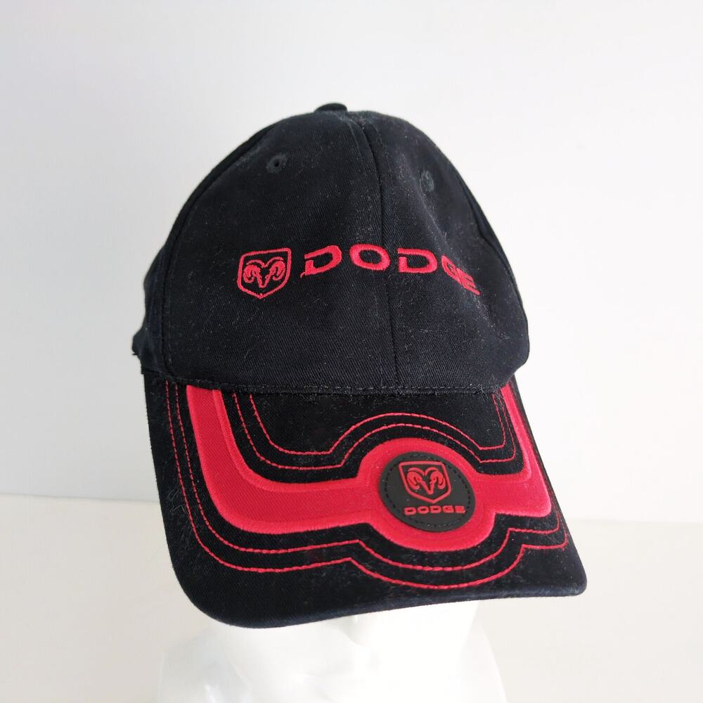 2005‎ Dodge Ram Black Red Baseball Hat Ball Cap Checkered Flag Sports Chrysler